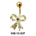 Stone Encrusted Bow Belly Piercing IHB-13