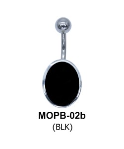 Oval Black Enamel belly Piercing MOPB-02b