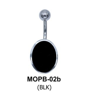 Oval Black Enamel belly Piercing MOPB-02b