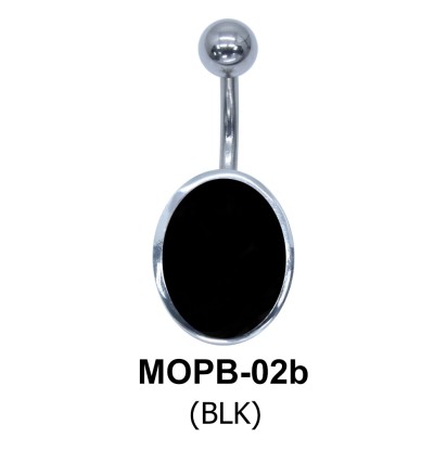 Oval Black Enamel belly Piercing MOPB-02b