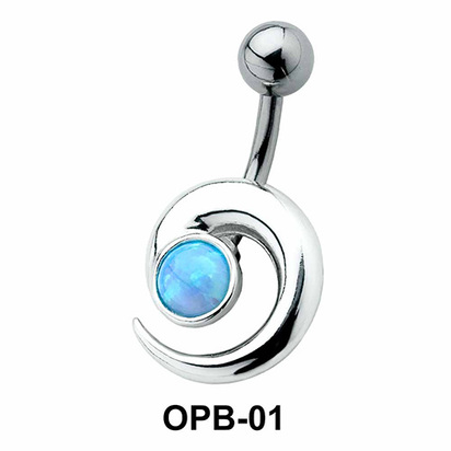 Stone Set Comma Belly Piercing OPB-01