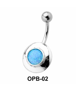 Black Enamel Oval Belly Piercing OPB-02