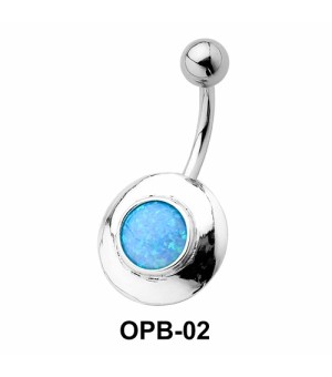 Black Enamel Oval Belly Piercing OPB-02