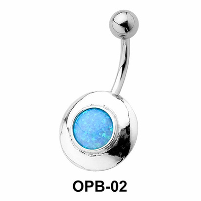 Black Enamel Oval Belly Piercing OPB-02