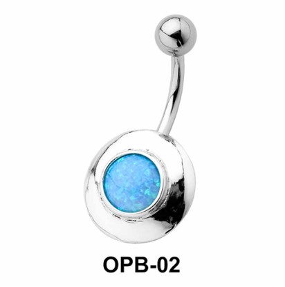 Black Enamel Oval Belly Piercing OPB-02