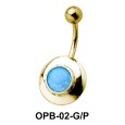 Black Enamel Oval Belly Piercing OPB-02