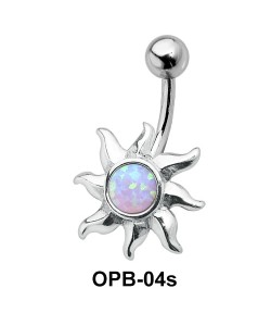 Stone Set Sunrays Designed belly Piercing OPB-04s