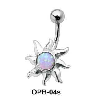 Stone Set Sunrays Designed belly Piercing OPB-04s