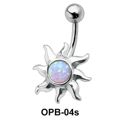 Stone Set Sunrays Designed belly Piercing OPB-04s