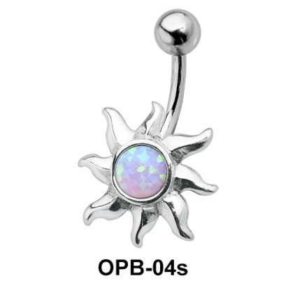 Stone Set Sunrays Designed belly Piercing OPB-04s