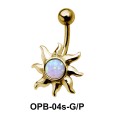 Stone Set Sunrays Designed belly Piercing OPB-04s