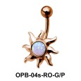 Stone Set Sunrays Designed belly Piercing OPB-04s