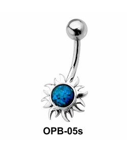 Stone Encrusted Flower Belly Piercing OPB-05s