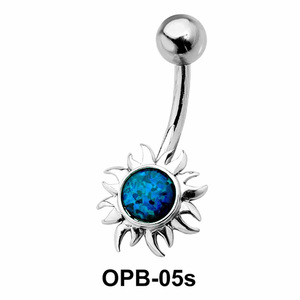 Stone Encrusted Flower Belly Piercing OPB-05s
