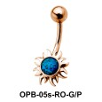 Stone Encrusted Flower Belly Piercing OPB-05s