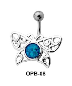 Stone Encrusted Butterfly Filigree Belly Piercing OPB-08