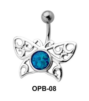 Stone Encrusted Butterfly Filigree Belly Piercing OPB-08