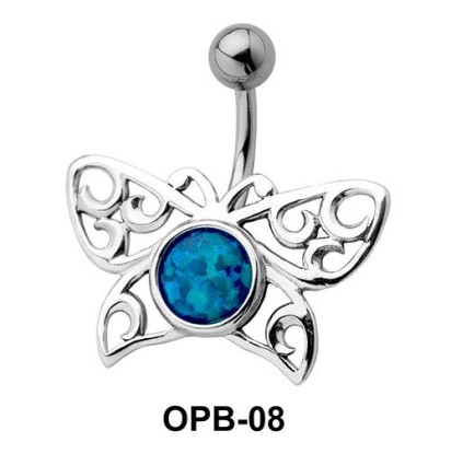 Stone Encrusted Butterfly Filigree Belly Piercing OPB-08