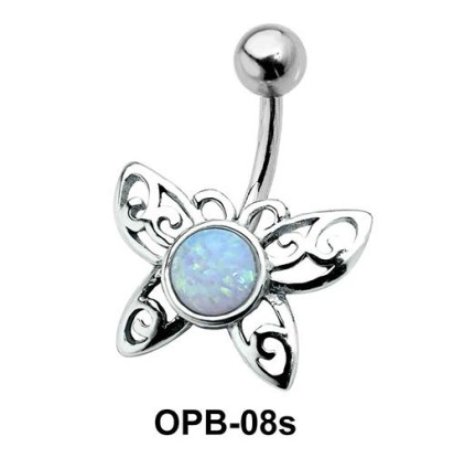 Stone Set Butterfly Filigree Belly Piercing OPB-08s