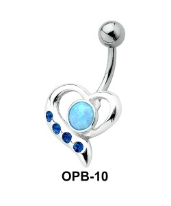 Stone Encrusted Heart Belly Piercing OPB-10