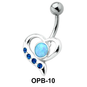 Stone Encrusted Heart Belly Piercing OPB-10