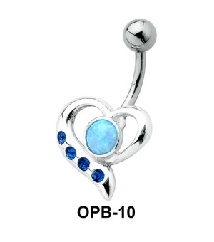 Stone Encrusted Heart Belly Piercing OPB-10