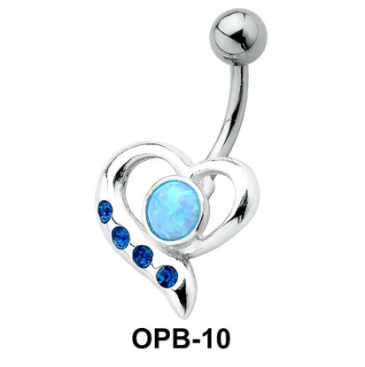 Stone Encrusted Heart Belly Piercing OPB-10