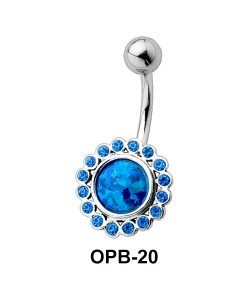 Stone Studded Flowery Belly Piercing OPB-20