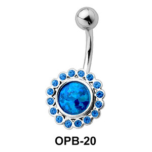 Stone Studded Flowery Belly Piercing OPB-20