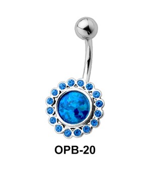 Stone Studded Flowery Belly Piercing OPB-20