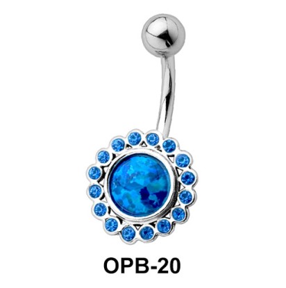 Stone Studded Flowery Belly Piercing OPB-20