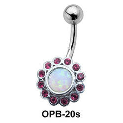 Stone Studded Flowery Belly Piercing OPB-20s