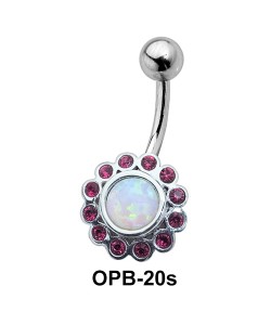 Stone Studded Flowery Belly Piercing OPB-20s