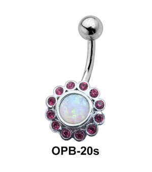 Stone Studded Flowery Belly Piercing OPB-20s