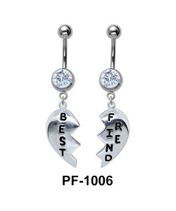 Broken Heart Belly Piercing with Stones PF-1006