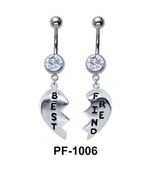 Broken Heart Belly Piercing with Stones PF-1006