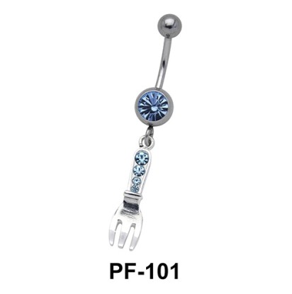 Stones Encrusted Fork Belly Piercing PF-101