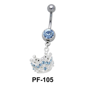 Crown with Stones Belly Piercing PF-105