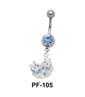 Crown with Stones Belly Piercing PF-105