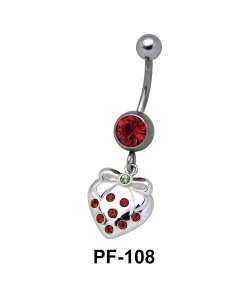 Bow n Heart with Stones Belly Piercing PF-108