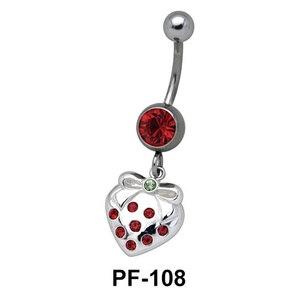 Bow n Heart with Stones Belly Piercing PF-108