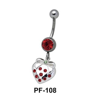 Bow n Heart with Stones Belly Piercing PF-108