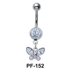 Butterfly Shaped Belly Piercing with Pearl PF-152