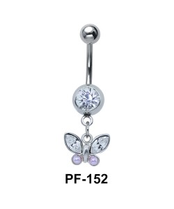 Butterfly Shaped Belly Piercing with Pearl PF-152