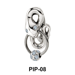 Coiled Snake with Stones Belly Piercing PIP-08