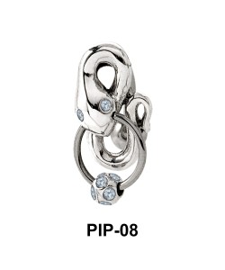 Coiled Snake with Stones Belly Piercing PIP-08