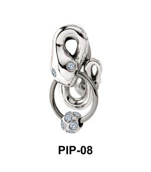 Coiled Snake with Stones Belly Piercing PIP-08