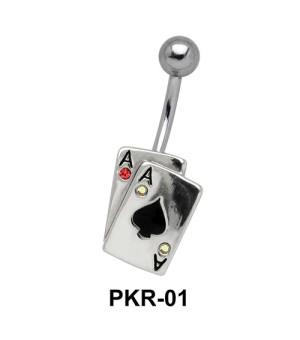 Dual Spade Cards Belly Piercing PKR-01