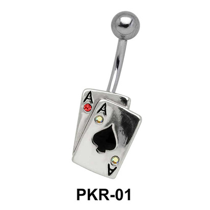 Dual Spade Cards Belly Piercing PKR-01