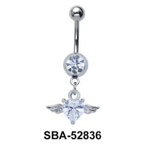 Belly Piercing with Winged Heart SBA-52836 